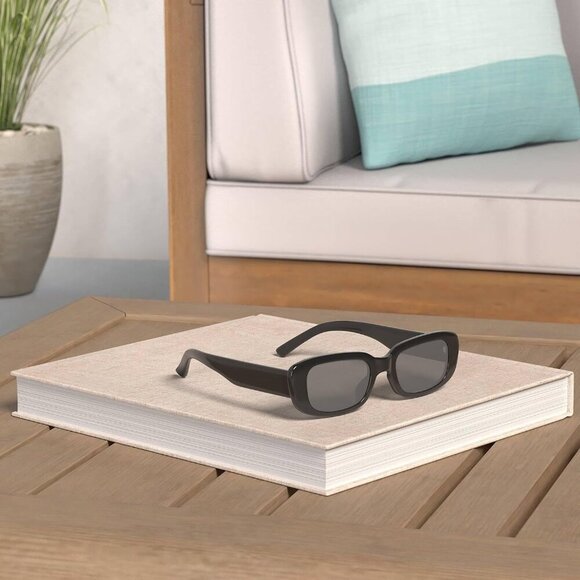 Trendy Rectangle Leopard Beige Sunglasses Women Men Retro Square Fashion Shades - Picture 2 of 6